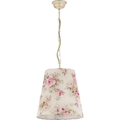 Lampada a sospensione vintage ecru fiori E27 Jupiter SARA