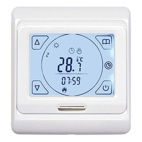Thermostat Chauffage au Sol Electrique Programmable 16A avec Sonde, Numérique Thermostat d'ambiance Plancher Chauffant Régulateur Écran tactile LCD,1 pièce (1/5)