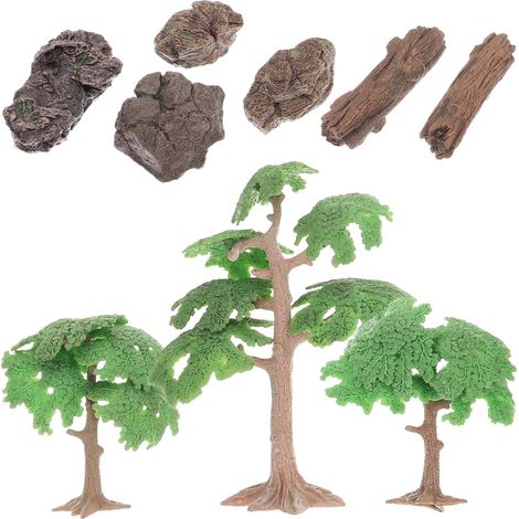 Simulierte Miniatur Baumstumpf und Steinmodelle 9 Stück