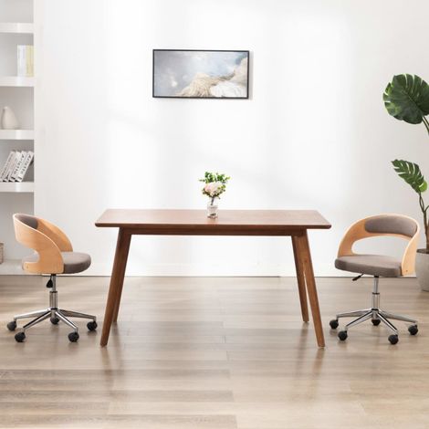 vidaXL Chaise pivotante de bureau Taupe Bois courbé et tissu (1/5)