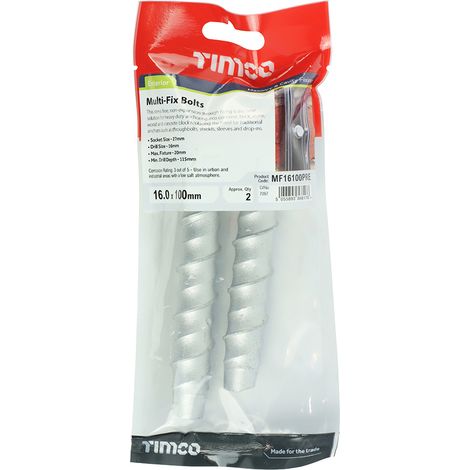 TIMCO Multi-Fix Bolts Hex Head Exterior Silver - 16.0 x 100