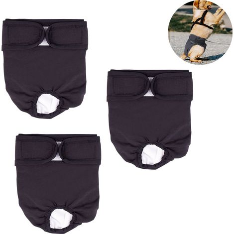 Lot de 3 couches lavables et réutilisables pour chien - Culottes absorbantes et hygiéniques pour l'incontinence - Taille L (1/5)