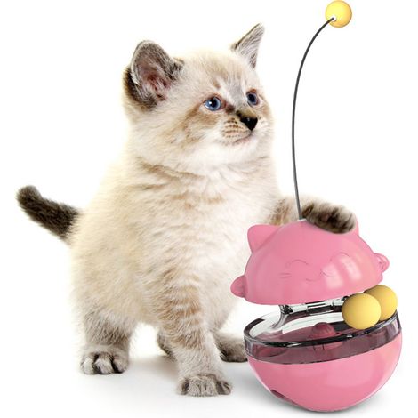 1 unité balle pour chat, jouet interactif distributeur de croquettes, ouvertures réglables, jeu stimulant pour chaton et chat adulte (1/5)