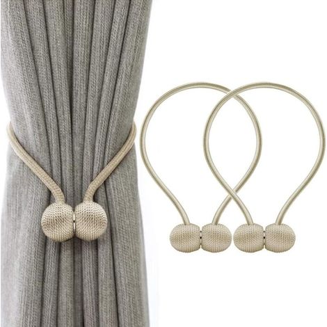Embrasses à Rideaux Embrasse Rideau Aimantée Tressage Magnétiques Rideaux Boucle (Beige) (1/4)
