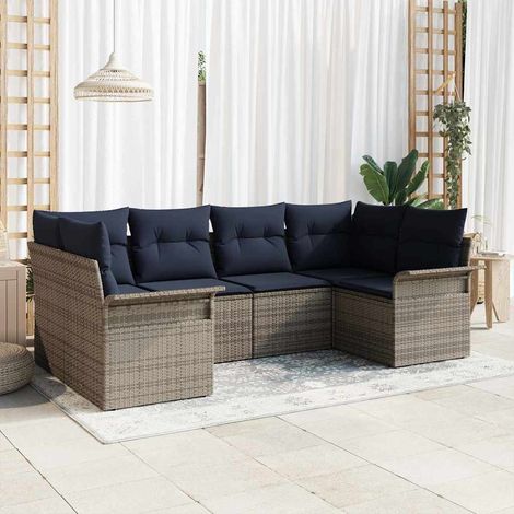Set Divano da Giardino 6 pcs Grigio Poly Rattan vidaXL (1/5)