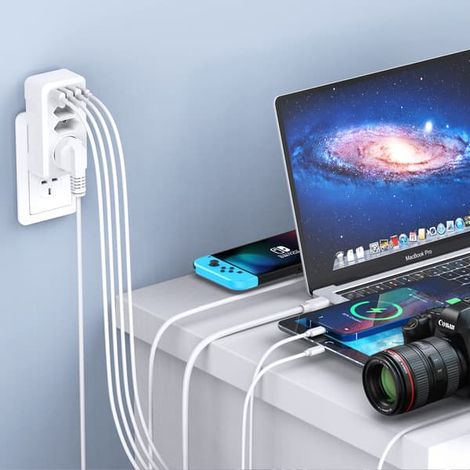 Adaptateur de réseau 7 en 1 avec 3 ports USB et USB-C jusqu'à l'adaptateur britannique Anglais Contact UK Adaptateur type G pour l'Irlande, la Malaisie, l'Angleterre et l'Angleterre. (1/2)