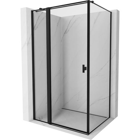 Mexen Mist T Duschkabine schwenkbar links 85 x 80 cm, schwarzer Rahmen, schwarz - 8A4T-085-080-70-70-L (1/5)