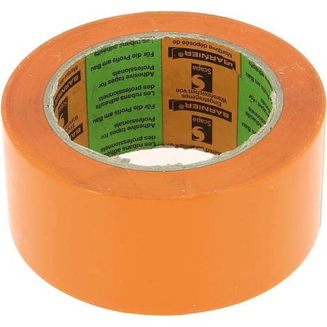 Ruban de masquage 6095 PVC construction orange 50mm – Adhère sur tous supports – Pour chantiers humides et espaces confinés – Barnier