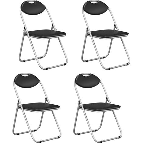 Set of 4 Folding Metal Chair Padded Kitchen Dining Seat U-shaped Guest Chair (1/5)