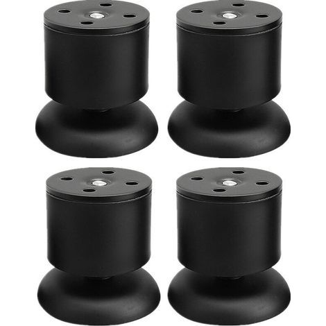 Lot de 4 Pieds Noir - 6cm de Meuble Réglable Pieds de Table en Acier Inoxydable avec Tapis en Caoutchouc et Vis (1/4)