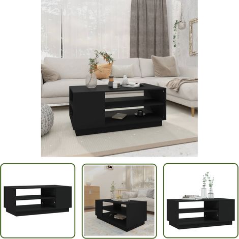The Living Store Couchtisch Schwarz 102x55x43 cm Holzwerkstoff - Couchtisch - Wohnzimmertisch - Holzt Tisch - Schwarz - Modern (1/5)
