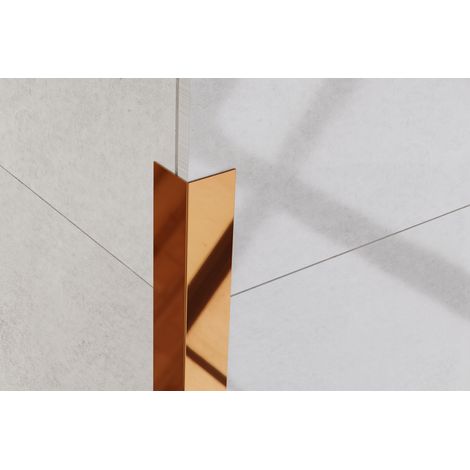 Dekoratives Profil L Außenecke aus rostfreiem Stahl 3cm x 3cm x 270cm - glänzendes Kupfer