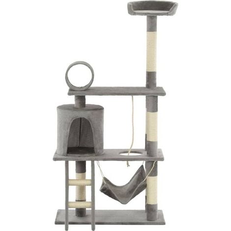 Arbre à chat avec poteaux en sisal, 140 cm, gris