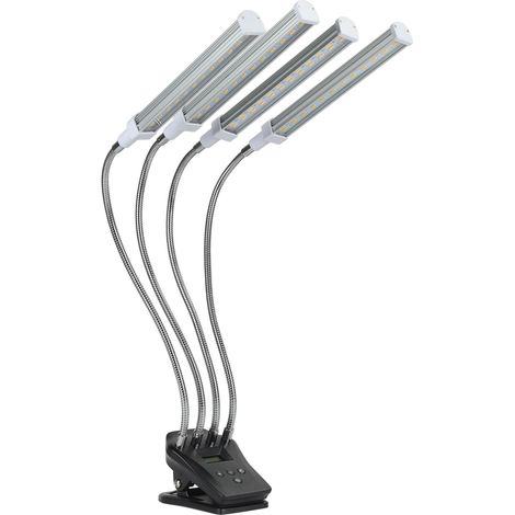 96-W-LED-Pflanzenlampe mit LCD-Display, 4 Leuchtenköpfen, 360° verstellbar, silberfarben, für Gewächshäuser, 100–240 V, EU-Stecker (1/5)