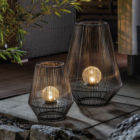 Esotec – Lampe solaire photophore Ilona – Lot de 2 – Alimentation solaire – Boules en verre brisé – IP44 – 102209