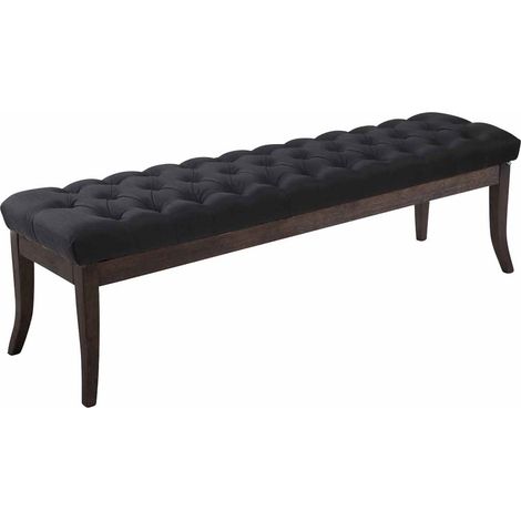 Panca design RAMSES in legno scuro antico e tessuto nero 150 cm (1/3)