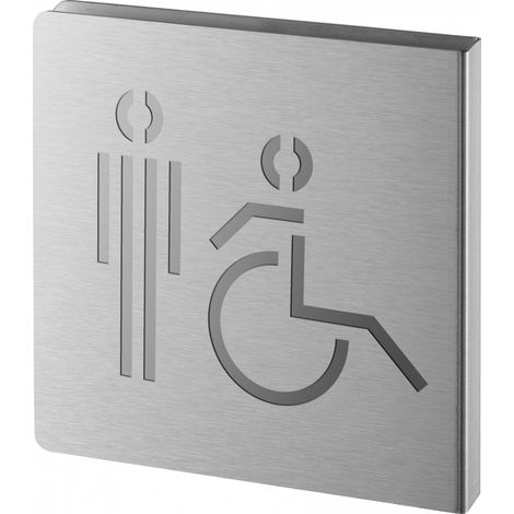 Targa segnaletica &lt&gt, acciaio inox spazzolato, 120 x 120 mm, sagomata – THIRARD (1/2)