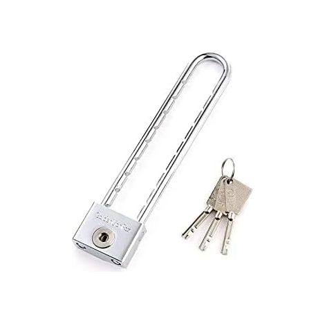 Cadenas à Anse Longue Avec Cadenas En Acier Laminé Imperméable à L'eau Pour Porte, Armoire, Longue Poutre200mm (1/3)