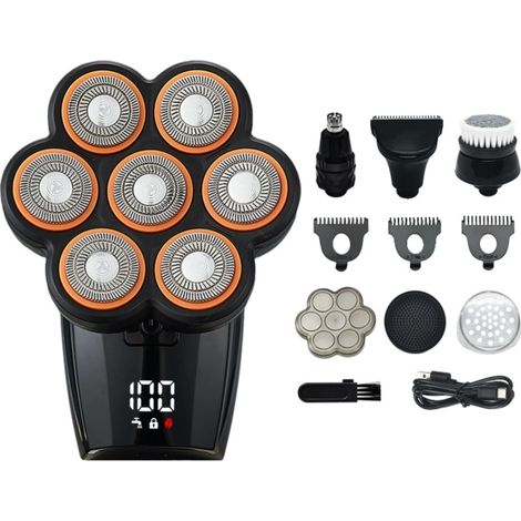 Multifunktionaler 5-in-1-Rasierer mit sieben Klingen und Magnetverschluss, Schwarz