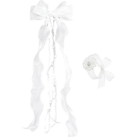 Accessori per capelli per la Prima Comunione: cerchietto bianco con fiocco e perline. (1/5)