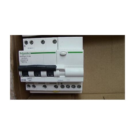 DISJONCTEUR DIFFERENTIEL DT40 3P+N VIGI K C10 10A 300mA-AC SCHNEIDER A9N21122
