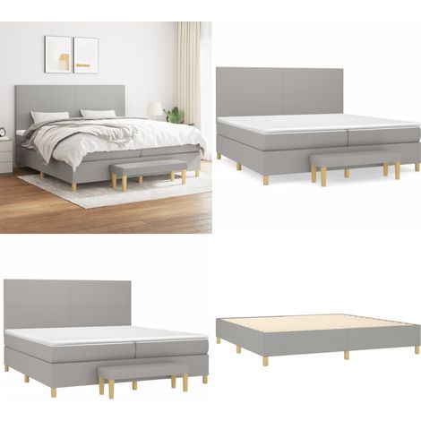 Boxspringbett mit Matratze Hellgrau 200x200 cm Stoff - Boxspringbett - Doppelbett - Bettenrahmen - Schlafsofa - Hellgraues Bett - Home & Living
