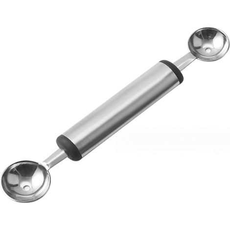 Melon Baller - Stainless Steel Double-Ended Fruit Scoop - For Watermelon Cantaloupe Melon Carving - 2 Sizes - 1 Piece (1/5)