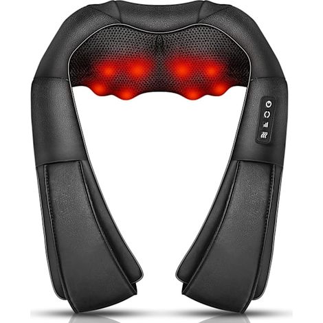 Nackenmassagegerät, 3D-Tiefenmassage, tragbar, mit Heizfunktion, Akupressurmassage, geeignet für Nacken, Rücken, Schultern und andere Bereiche (schwarz). (1/5)