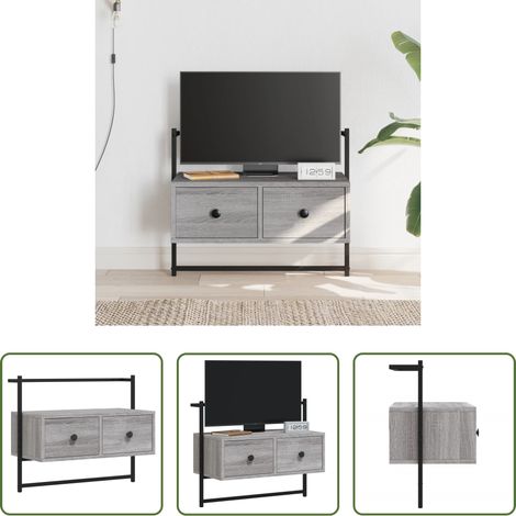 Holzwerkstoff - TV-Wandschrank Grau Sonoma 60,5x30x51 cm Holzwerkstoff (1/5)