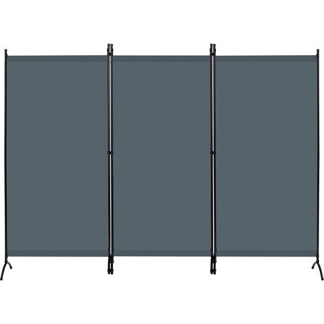 WOLTU Biombo Interior, Separador de Ambientes Plegable con Patas Estables, Paneles divisorios Interiores para el hogar y la Oficina, Gris Oscuro (1/5)