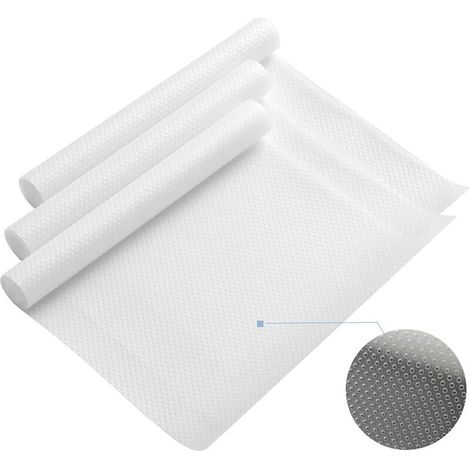 3 rotoli di tappetino antiscivolo in EVA per ripiani da cucina, tappetino per armadi, riutilizzabile, tagliabile, impermeabile, per frigorifero, cassetti, 30 x 150 cm