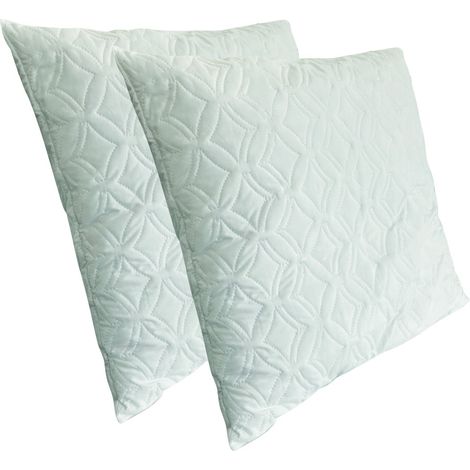 Lot de 2 Oreillers Fermes 60x60cm à flocon mémoire de Forme, Coussin carré antiacarien et anti allergénique PROMOLINGE.
