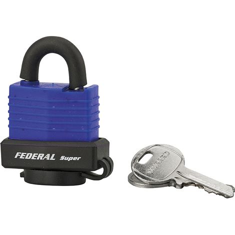 THIRARD - Cadenas à clé Fédéral Lock Sea Line Bleu, laiton, extérieur, anse inox, 35mm, 2 clés - THIRARD