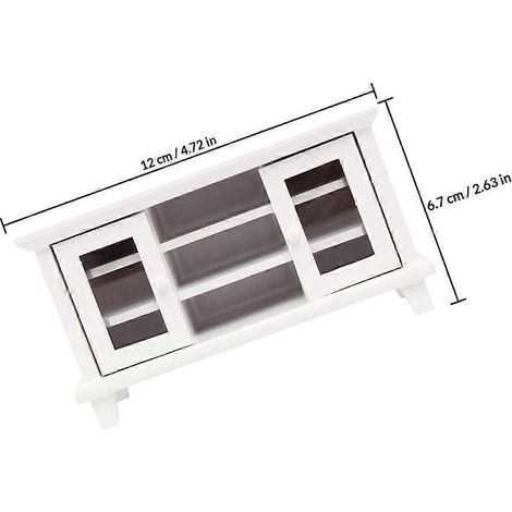 Meuble TV miniature en bois pour maison de poupée, compatible avec les accessoires de décoration. (1/4)