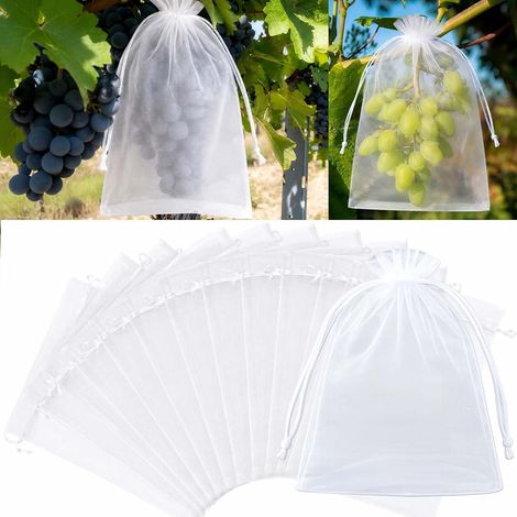 Paquete de 100 bolsas protectoras para uvas, 30 x 40 cm, protectores de fruta con cordón, bolsas protectoras para frutas, bolsas protectoras para uvas (1/5)
