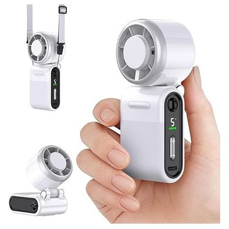 Mini Ventilateur Portable Rechargeable, Silencieux et Puissant – 5 Vitesses, Longue Autonomie, Idéal pour Voyage, Extérieur et Cadeau (1/4)
