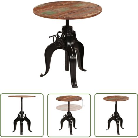 The Living Store Bartisch Altholz Massiv 75x(76-110) cm - Esstisch - Bartisch - Holzmöbel - Industrielles Design - Höhenverstellbar (1/5)
