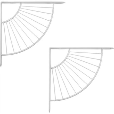 Set of 2 sturdy, triangular, scalloped shelf brackets for home, office and dining room, 20 × 20 cm, white (1/5)