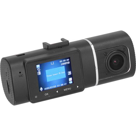 1080P Dual-Objektiv-Autokamera mit drehbarem Objektiv, 170°-Weitwinkel, Nachtsicht, G-Sensor und Videorekorder (12–24 V DC) (1/5)