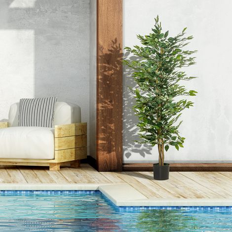 Ficus artificiel géant 150 cm, plante en pot réaliste, décoration moderne pour salon, chambre, bureau, jardin, intérieur design, idée cadeau