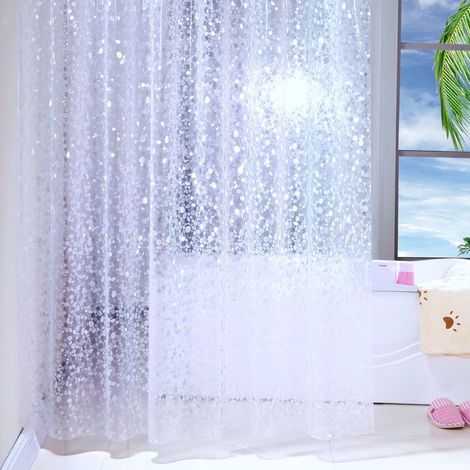 GROOFOO Rideau de Douche Anti Moisissure - EVA Rideaux de Douche Semi-Transparent,Impermeable & Antibacterien,Largeur et hauteur respectivement 240x200CM (1/5)