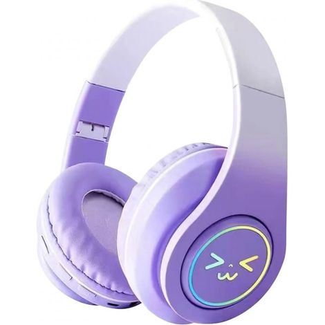Bluetooth-Over-Ear-Kopfhörer mit farbiger Beleuchtung, faltbar, lange Akkulaufzeit, Hi-Fi-Stereo-Sound mit tiefen Bässen, leicht und verstellbar, mit Mikrofon (lila), lila (1/5)