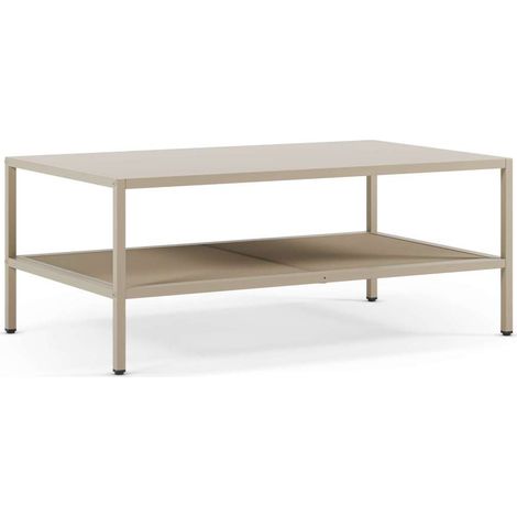 Mesa de centro rectangular modelo Felix acabado metal arena, 40cm(alto) 100cm(ancho) 60m(fondo). (1/3)