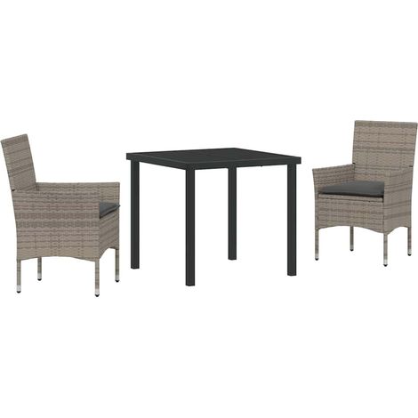 Ensemble de salle à manger pour jardin 3 pcs,Salon de jardin Gris Poly rotin CFW77067 (1/5)