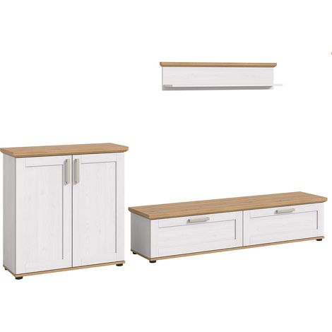 Verona Regal System 3 Teile weiß, Eiche Dekor.