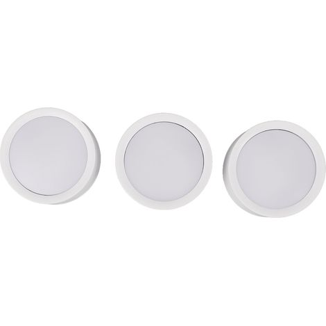 Lampe LED ronde avec télécommande, 13 couleurs, alimentée par piles, éclairage sous meuble, sans fil, pour placard ou comptoir. (1/5)