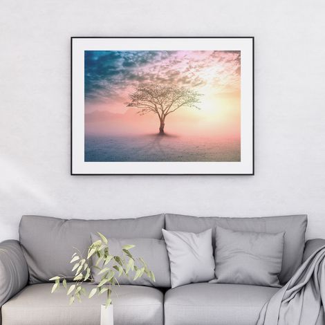 Affiche / Poster - Arbre couché de soleil - 50x70 cm - Bordure Noire et Blanche (1/5)