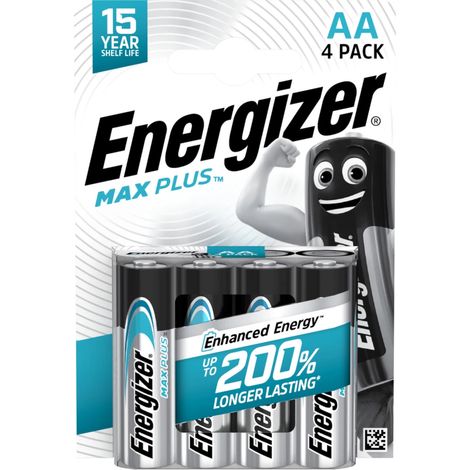 batterie alcaline energizer "max plus" aa 4 pezzi