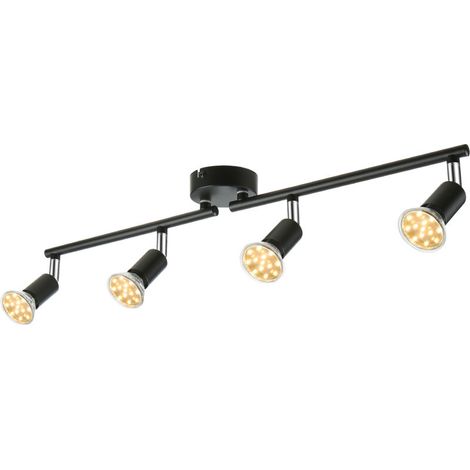 Spots de plafond réglables Tomshine 4 voies, 4 ampoules LED GU10 4 W, éclairage 400 lm, têtes rotatives flexibles, éclairage sur rail moderne pour cuisine et salon (1/5)