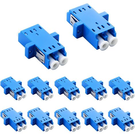 LC UPC Coupleur à fibre optique, LC UPC femelle vers femelle duplex adaptateur mode unique pour panneau de brassage fibre optique, armoire réseau (12 paquets) (1/5)